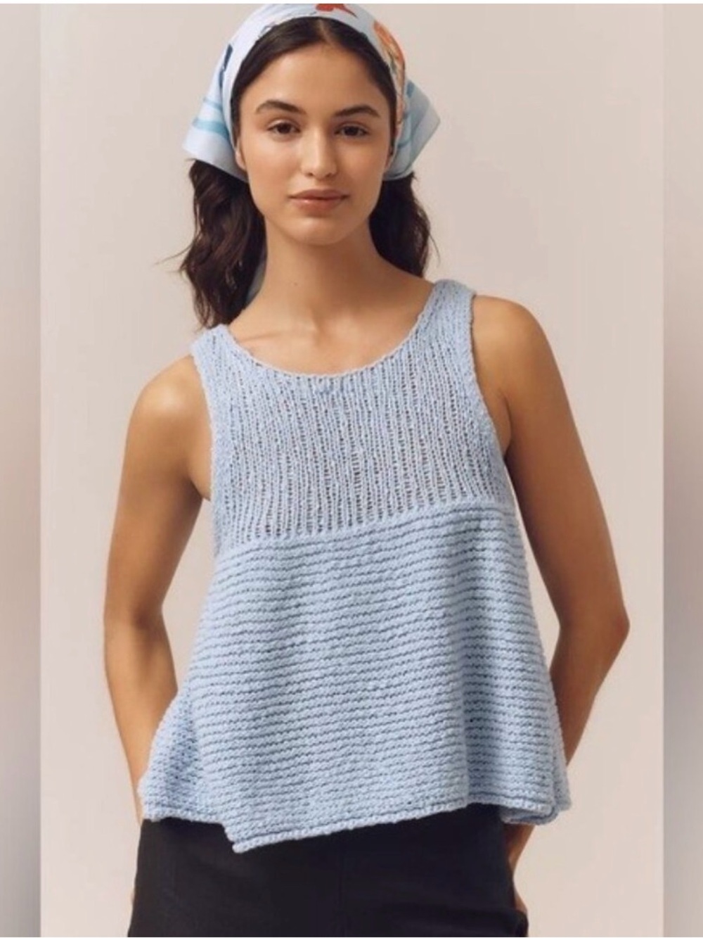 ANTHROPOLOGIE PILCRO swing knit sweater tank top size XL blue